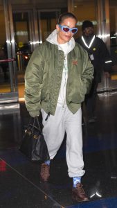 Rita Ora in an Olive Bomber Jacket