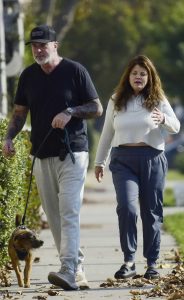 Yasmine Bleeth in a Grey Track Pants