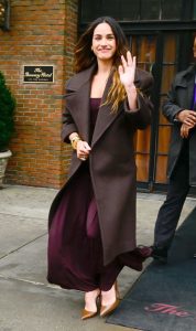 Adria Arjona in a Brown Coat