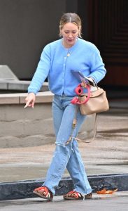 Hilary Duff in a Baby Blue Sweater