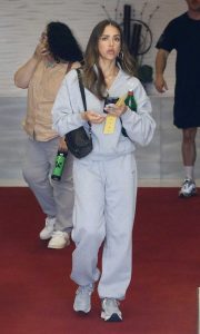 Jessica Alba in a Grey Sweatsuit