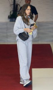 Jessica Alba in a Grey Sweatsuit