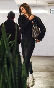 Kaia Gerber in a Black Leggings