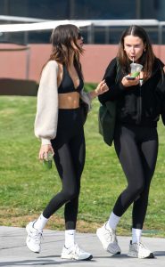 Kaia Gerber in a Black Sports Bra