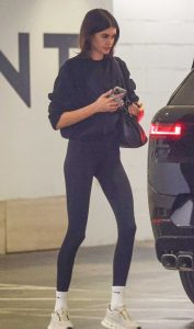 Kaia Gerber in a Black Sweatshirt