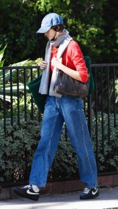 Kaia Gerber in a Blue Cap