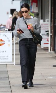 Lucy Hale in a Grey Sweater