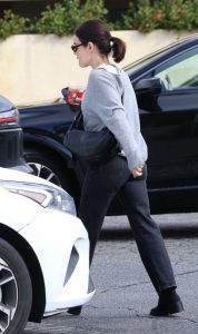 Lucy Hale in a Grey Sweater