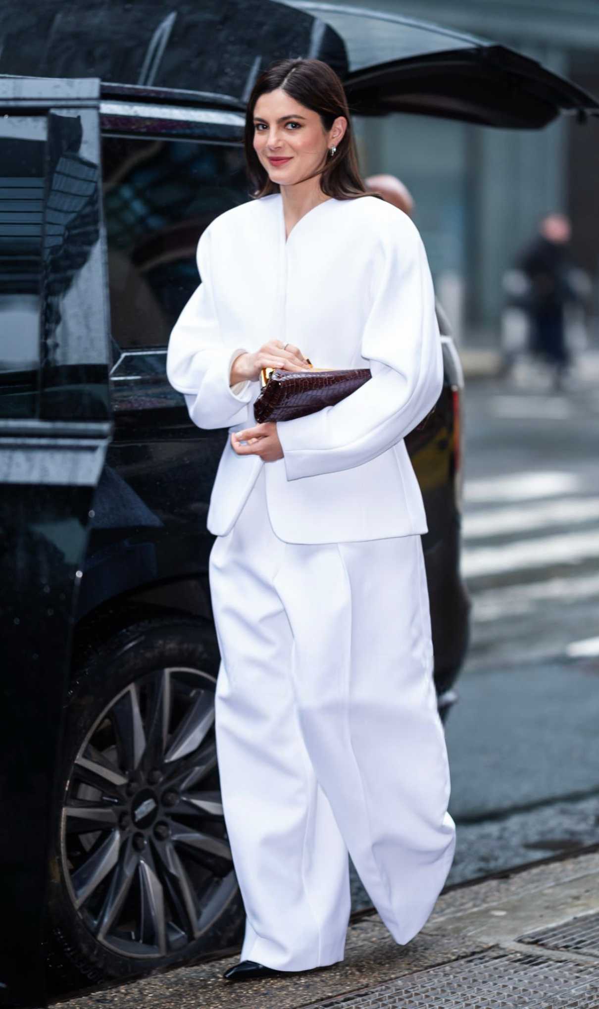 Monica Barbaro in a White Ensemble