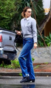 Alessandra Ambrosio in a Grey Sweater