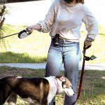 Joey King in a Black Protective Mask Walking Her Dogs in Los Angeles 03/21/2025