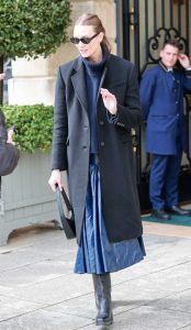 Karlie Kloss in a Black Coat