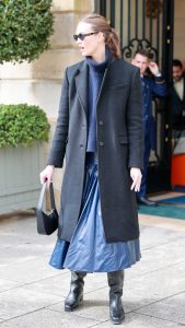 Karlie Kloss in a Black Coat