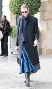 Karlie Kloss in a Black Coat