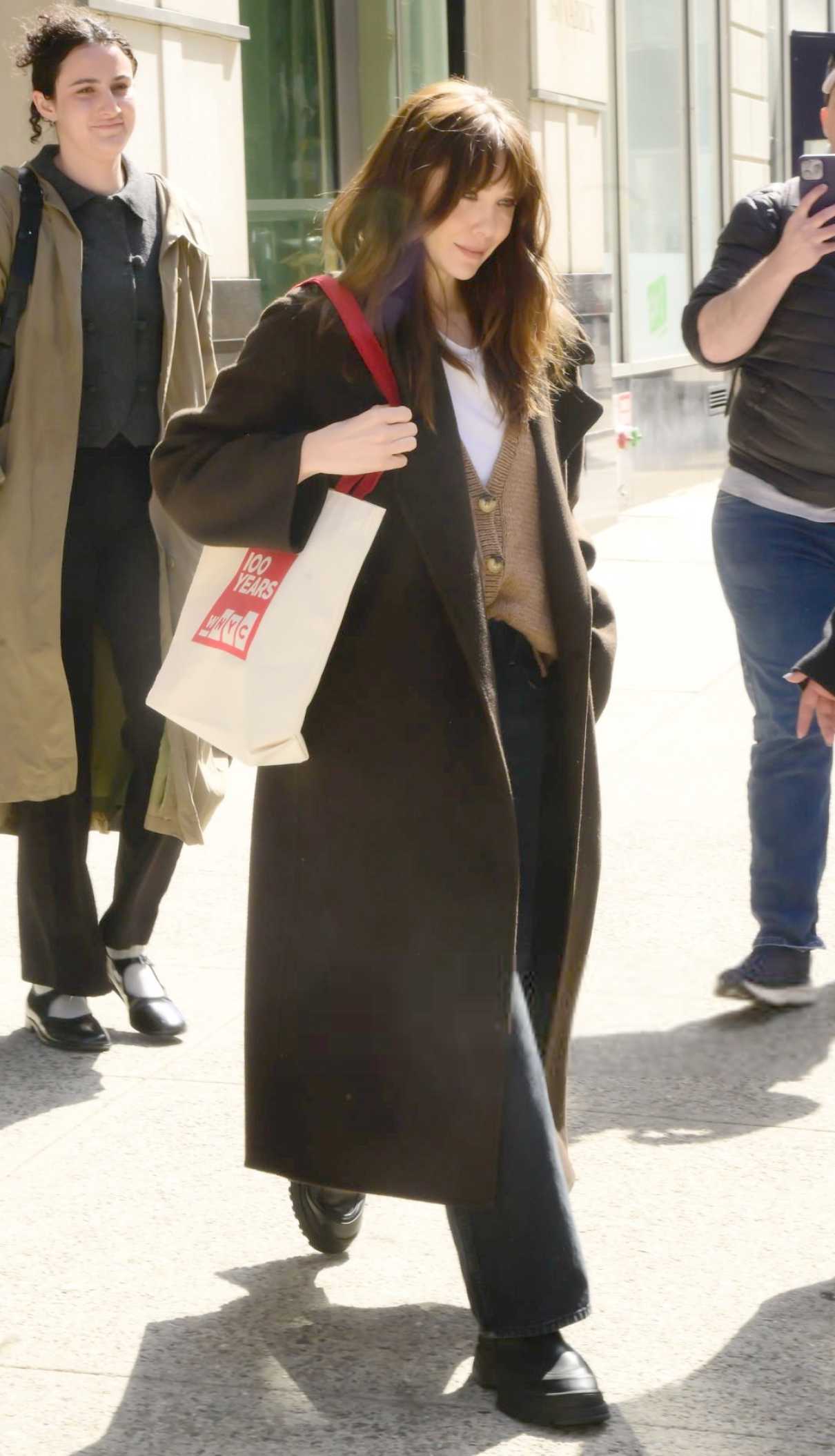 Elizabeth Olsen in a Brown Coat