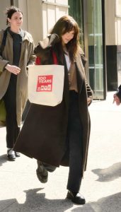 Elizabeth Olsen in a Brown Coat