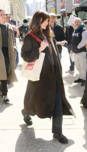 Elizabeth Olsen in a Brown Coat