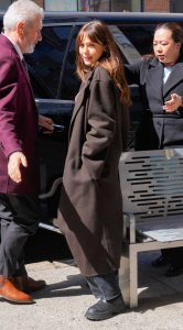 Elizabeth Olsen in a Brown Coat