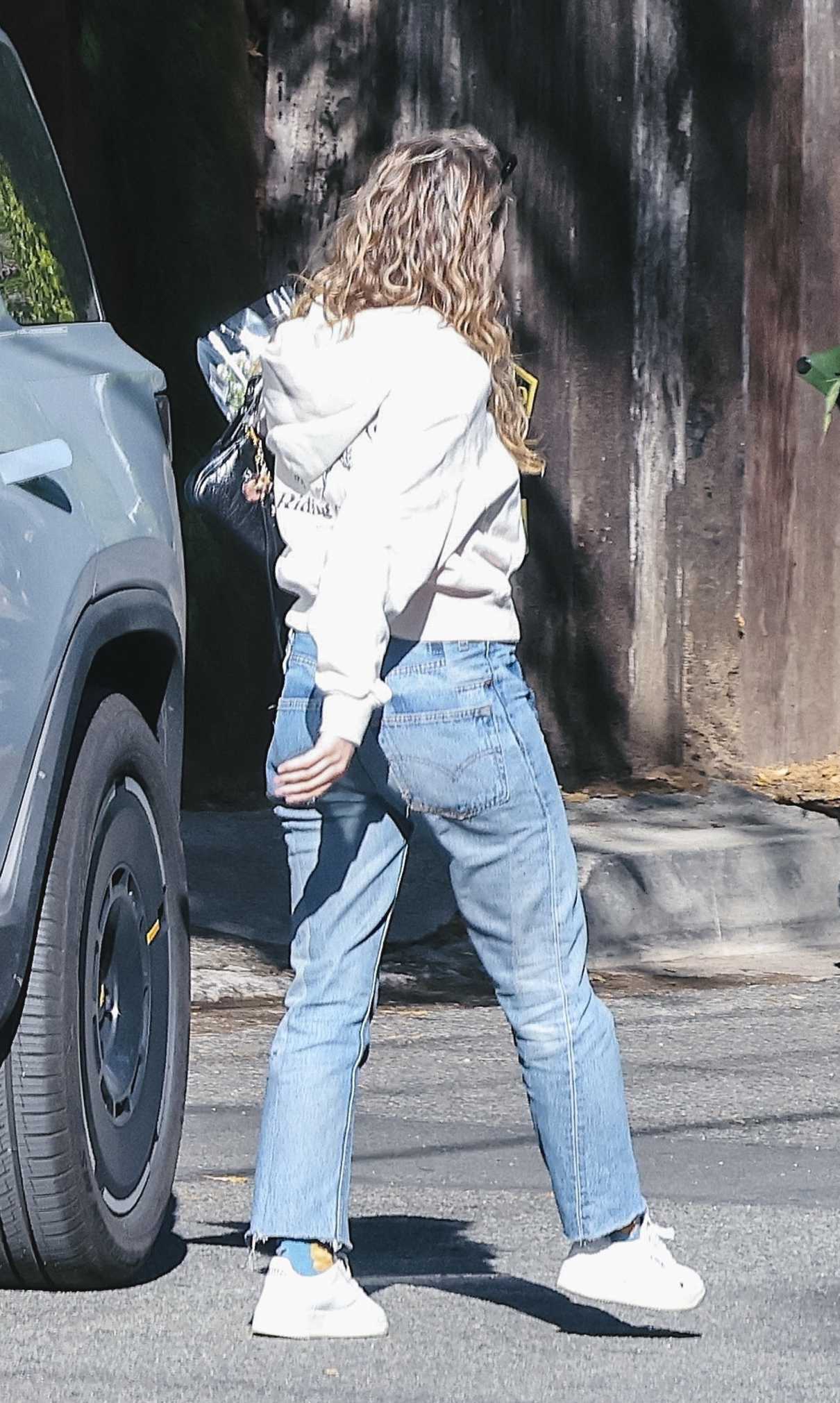 Joey King in a White Hoodie