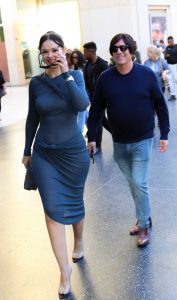 Natasha Blasick in a Blue Dress