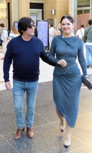 Natasha Blasick in a Blue Dress