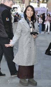 Sandra Lee in a Grey Coat
