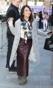 Sandra Lee in a Grey Coat