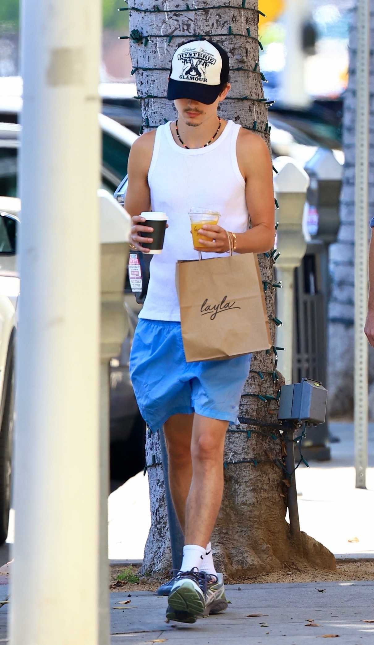 Timothee Chalamet in a White Tank Top