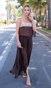 Claire Holt in a Brown Ensemble
