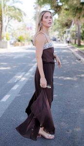 Claire Holt in a Brown Ensemble