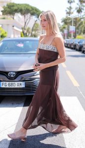 Claire Holt in a Brown Ensemble