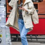 Emma Roberts in a Blue Jeans Was Seen Out in New York City 05/13/2025