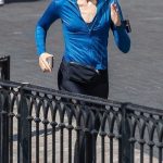 Gal Gadot in a Red Sneakers Filming a Scene for Her Upcoming Thriller Film Runner in London 04/30/2025