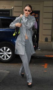 Gigi Hadid in a Grey Ensemble