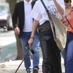 Irina Shayk in a White Tee Was Spotted Strolling with Her Dog in the West Village 04/30/2025