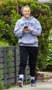 Jojo Siwa in a Grey Hoodie