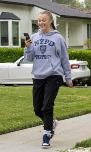 Jojo Siwa in a Grey Hoodie
