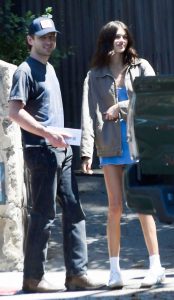 Kaia Gerber in a Baby Blue Mini Dress