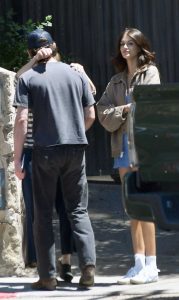 Kaia Gerber in a Baby Blue Mini Dress