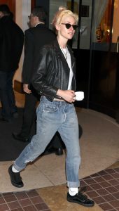 Kristen Stewart in a Black Leather Jacket