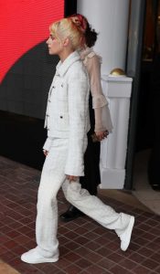 Kristen Stewart in a White Pantsuit
