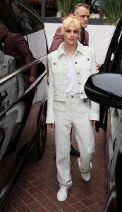 Kristen Stewart in a White Pantsuit