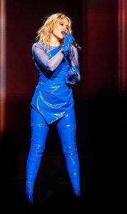 Kylie Minogue in a Blue Ensemble