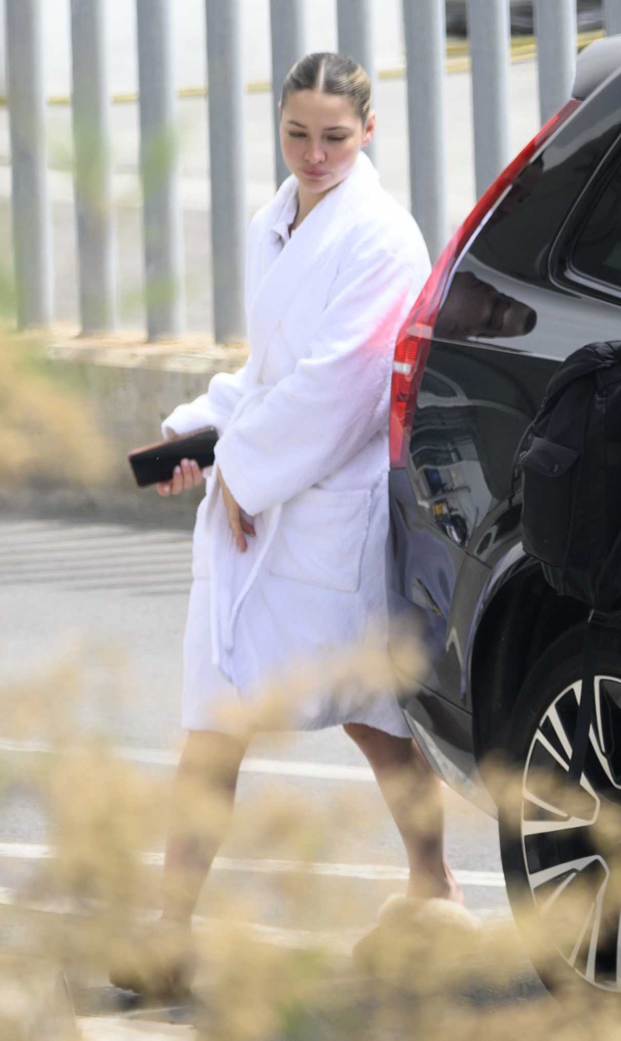 Madelyn Cline in a White Bathrobe