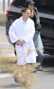 Madelyn Cline in a White Bathrobe