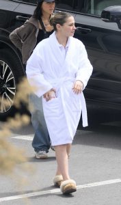 Madelyn Cline in a White Bathrobe