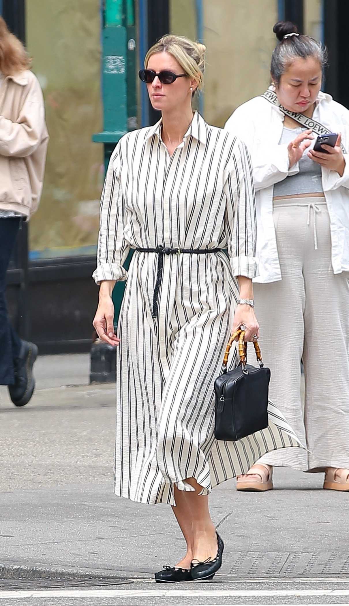 Nicky Hilton in a Striped White Dress