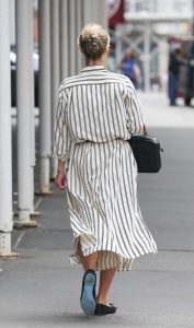 Nicky Hilton in a Striped White Dress