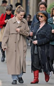 Rebecca Ferguson in a Beige Coat