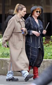 Rebecca Ferguson in a Beige Coat
